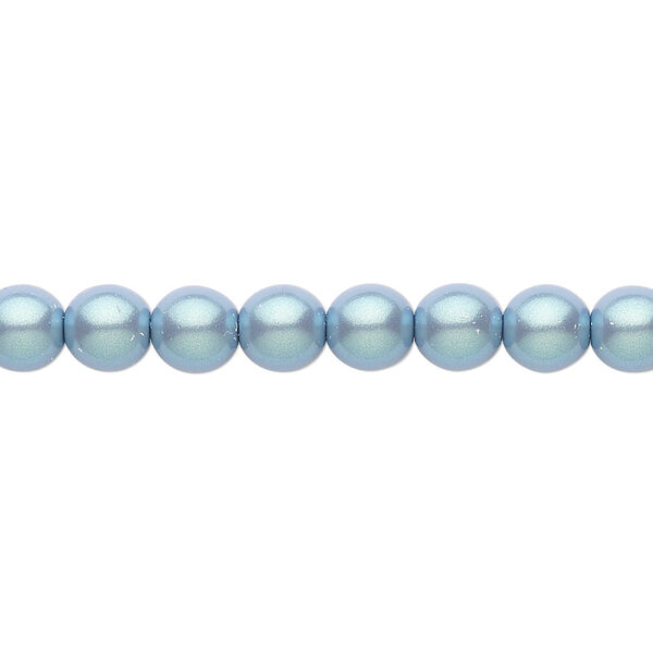 Bead, Czech pearl-coated glass druk, opaque iridescent blue/grey, 6mm round. Sold per 15-1/2" to 16" strand. image number 0