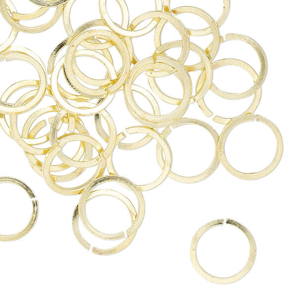 Jump ring, brass, 10mm hand-cut round square wire, 7.8mm inside diameter, 18 gauge. Sold per pkg of 50. image number 0