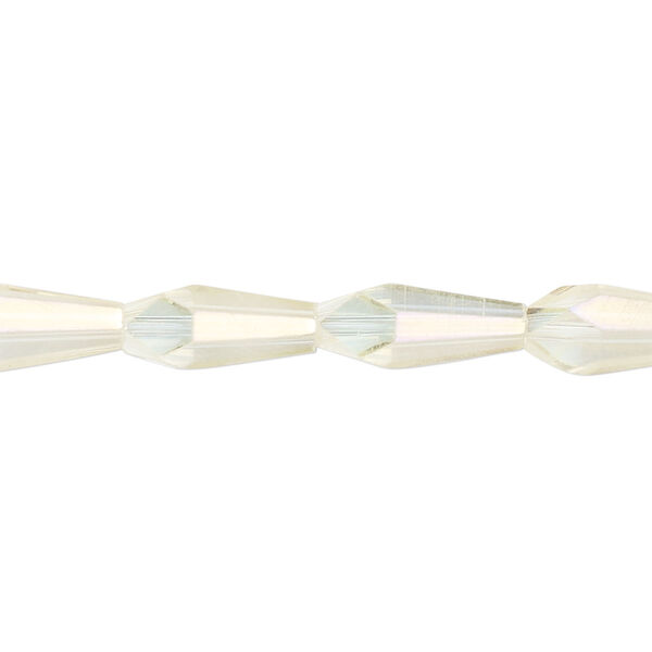 Bead, glass, crystal AB, 14x6mm faceted teardrop. Sold per 15-1/2 to 16-inch strand. image number 0