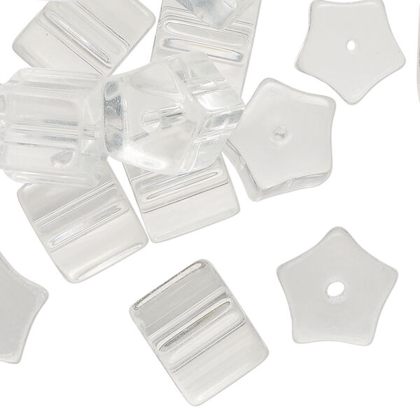 Bead, pressed glass, clear, 11x10mm pentagon. Sold per 2-ounce pkg, approximately 25 beads. image number 0