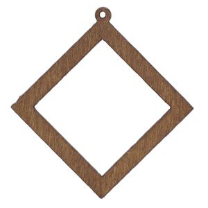 Focal, fiberboard, brown, 2-inch top-drilled open diamond. Sold per pkg of 6.