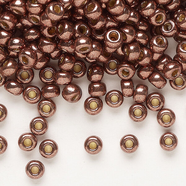 Seed bead, Miyuki, glass, pkg/25g, #6 rocaille, Duracoat® opaque galvanized dark mauve, (RR-4213). image number 0