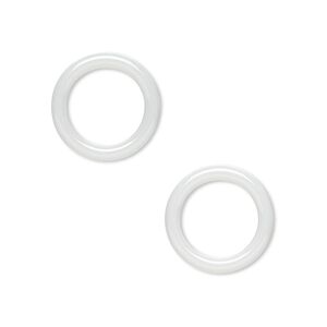 Component, zirconia ceramic, white, 15mm open ring with 10.5mm center hole. Sold per pkg of 2.