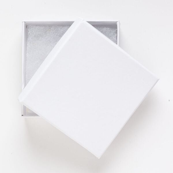 Box, paper and cotton, white, 3-1/2 x 3-1/2 x 1-inch square. Sold per pkg of 2. image number 0