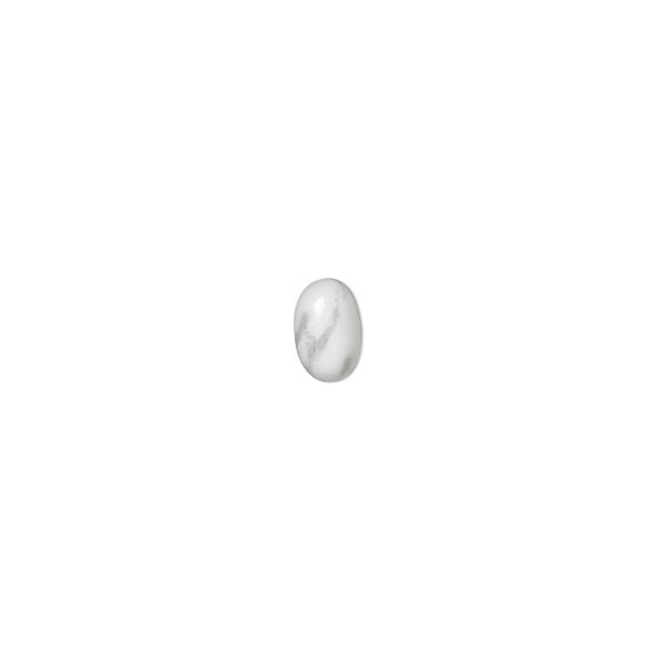 Cabochon, white howlite (natural), 6x4mm calibrated oval, B grade, Mohs hardness 3 to 3-1/2. Sold per pkg of 10. image number 0