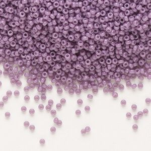 Seed bead, Miyuki, glass, pkg/250g, #15 rocaille, Duracoat® opaque outside dyed dark orchid, (RR-4489).
