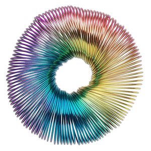 Bracelet, stretch, steel, multicolored, coil, 7 inches. Sold per pkg of 4.