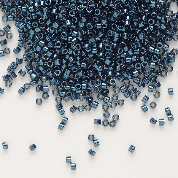 Seed bead, Delica®, glass, pkg/250g, #11 round, opaque nickel-plated dyed color midnight aqua (DB-0459). image number 0