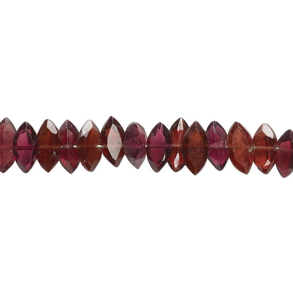 Bead, garnet and rhodolite garnet (natural), 7x4mm-8x4mm hand-cut faceted puffed marquise, B grade, Mohs hardness 7 to 7-1/2. Sold per 8-inch strand, approximately 60 beads. image number 0