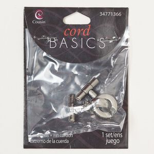 Clasp C 1pkg1 "pewter" (zinc alloy), 46x19.5mm, antique silver-finished 1-strand