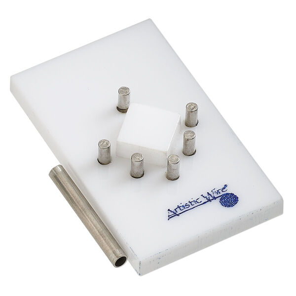 Jig, Artistic Wire® Findings Forms™, Beadalon®, diamond connector, acrylic / steel / stainless steel, white and blue, 2 x 1-1/4 inch rectangle. Sold per 2-piece set. image number 0