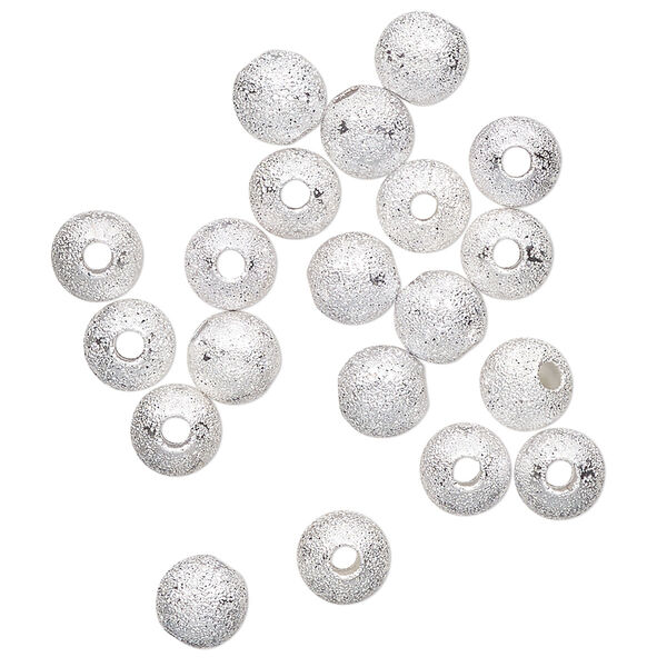 Bead, silver-finished brass, 6mm stardust round. Sold per pkg of 20. image number 0