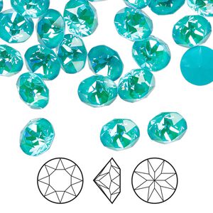 Chaton 144pk crystal laguna DeLite, Swarovski® 8.16-8.41mm round SS39 1088