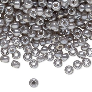 Seed bead, Miyuki, glass, pkg/25g, #6 rocaille, translucent glazed luster silver grey, (RR-526).