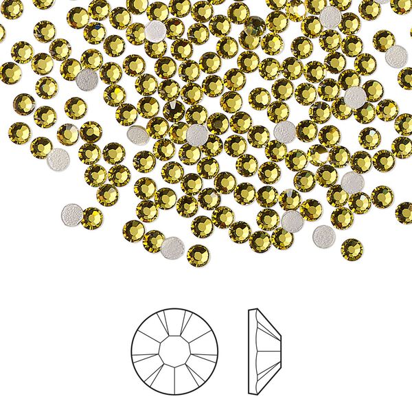 Flat back 144pk acid yellow foil back, Preciosa MAXIMA Czech crystal hotfix rhinestone 2.3-2.5mm chaton rose round SS8 image number 0