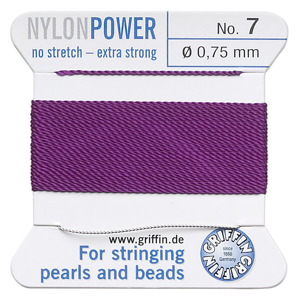Thread, Griffin, nylon, amethyst purple, size #7. Sold per 2-meter card (approximately 78 inches). image number 0