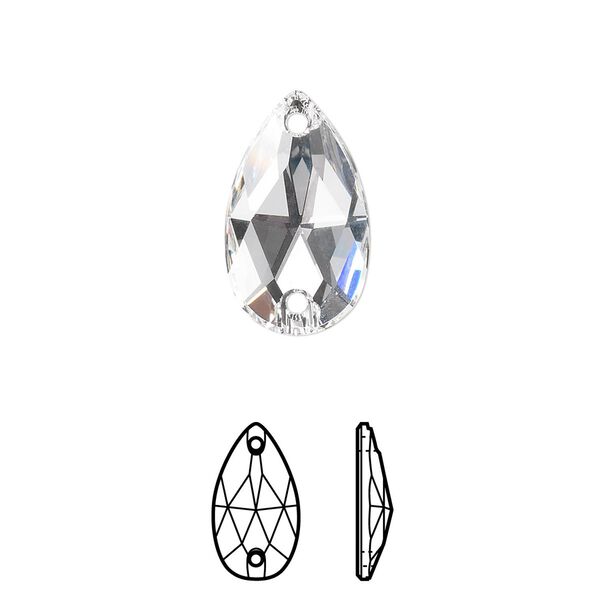 Sew-on 2pk crystal foil back, Crystal Passions® 18x10.5mm pear 3230 image number 0