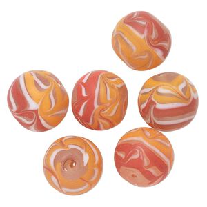 Bead, glass, translucent multicolored, 20mm round with swirled design. Sold per pkg of 6.