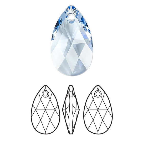 Drop 1pk light sapphire, Crystal Passions® 22x13mm pendant pear 6106 image number 0