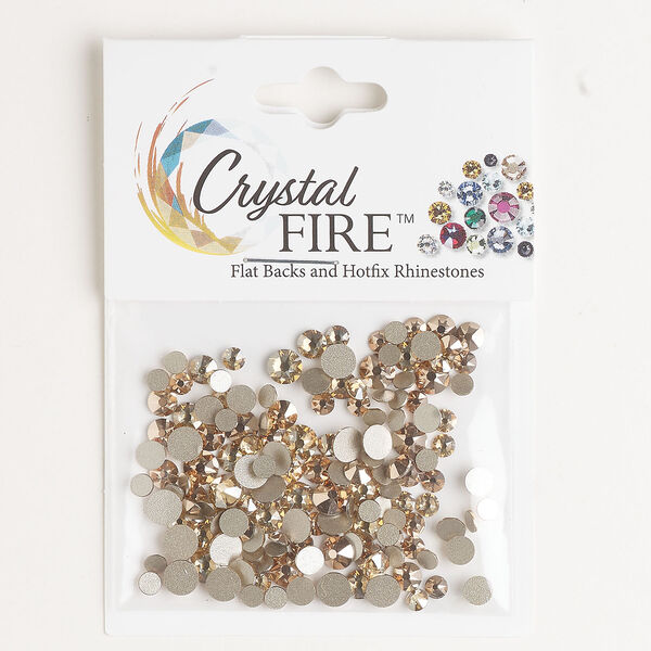 Flat back mix 1pkg144 light Colorado topaz foil back, Crystal FIRE®, 3.00-4.80mm round SS12 / SS16 / SS20 image number 0