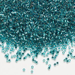 Seed bead, Delica®, glass, pkg/50g, #15 round, transparent silver-lined teal (DBS-1208).