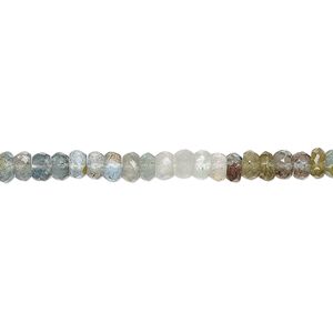 Multi-beryl 1pkg1, hand-cut faceted rondelle bead 12 inch 3x2mm-4x3mm