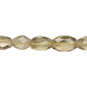 Lemon smoky quartz 1pkg1, hand-cut faceted oval bead, 13 inch 10x8mm-13x9mm