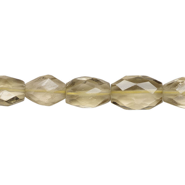 Lemon smoky quartz 1pkg1, hand-cut faceted oval bead, 13 inch 10x8mm-13x9mm image number 0