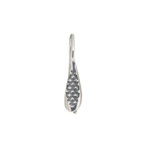 Ear wire fishhook 1pkg2 sterling silver, 22mm cone scale design / 3mm peg / 6mm half-drilled round setting, 20 gauge antiqued 1 pair