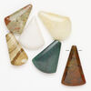 Multi-gemstone 1pkg6, half-drilled puffed / flat fan focal mix 38x20mm-50x33mm image number 1