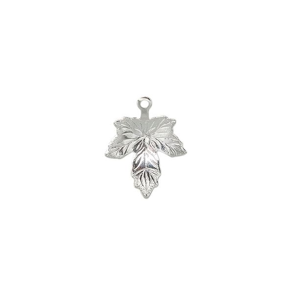 Charm, silver-plated brass, 12mm maple leaf. Sold per pkg of 20. image number 0