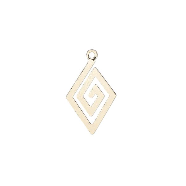 Drop, gold-finished steel, 18x12mm two-sided diamond. Sold per pkg of 10. image number 0