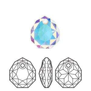 Drop 1pk crystal AB, Crystal Passions® 16x13.5mm pendant majestic 6436