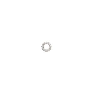 Jump ring, sterling silver, 5mm soldered twisted round, 3mm inside diameter, 18 gauge. Sold per pkg of 4.