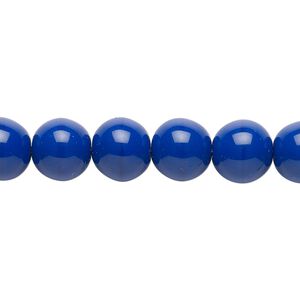 Bead, Czech glass druk, opaque dark blue, 10mm round. Sold per 15-1/2" to 16" strand.