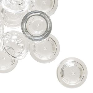 Bead cap, vintage German acrylic, clear, 16mm round, fits 7-8mm bead. Sold per pkg of 24.