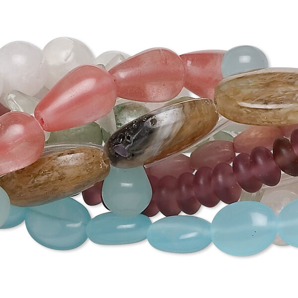 Bead mix, glass, mixed colors, 3-12mm mixed shape. Sold per (10) 15" to 16" strands. image number 0