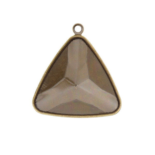 Drop, Almost Instant Jewelry®, antique gold-plated brass, 27mm faceted triangle with 23mm triangle setting. Sold per pkg of 2. image number 0