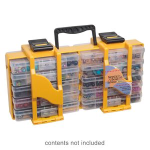 Organizer, Need A Bead Now™, black and yellow, 8 x 15 x 4-1/2 inches, 52 compartments. Sold individually.