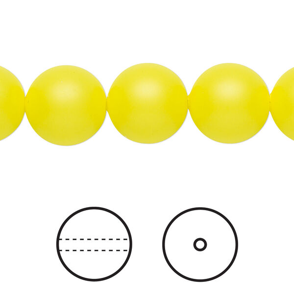 Pearl 10pk neon yellow, Crystal Passions® 12mm round 5811 image number 0