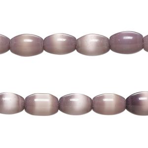 Bead, cat's eye glass (fiber optic glass), purple, 9x7mm-10x8mm barrel. Sold per pkg of (2) 15-inch strands, approximately 75 beads.