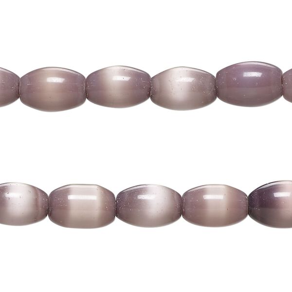Bead, cat's eye glass (fiber optic glass), purple, 9x7mm-10x8mm barrel. Sold per pkg of (2) 15-inch strands, approximately 75 beads. image number 0