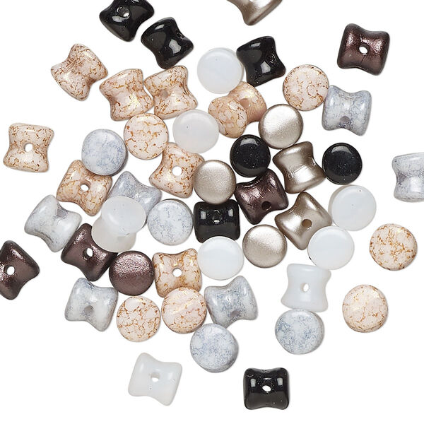 Bead mix, glass, opaque mixed colors, 5mm pellet. Sold per pkg of 50. image number 0