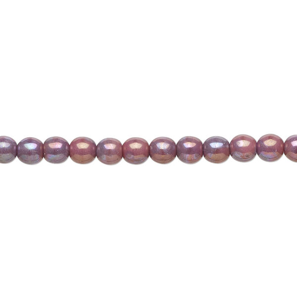 Bead, Czech glass druk, opaque light rosaline half-coated nebula, 4mm round. Sold per 15-1/2" to 16" strand. image number 0
