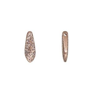Bead, TierraCast®, "Hammertone" collection, antique copper-plated pewter (tin-based alloy), 14.5x5mm top-drilled hammered dagger. Sold per pkg of 20.