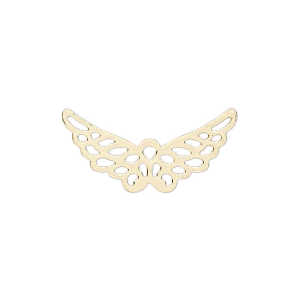 Charm, gold-finished steel, 25x12mm wing with cutout. Sold per pkg of 10. image number 0