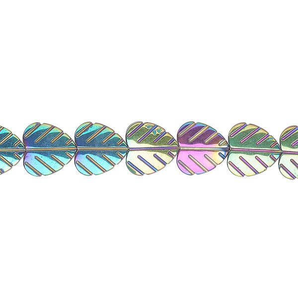 Bead, Hemalyke™ (manmade), rainbow, 8mm leaf. Sold per 16-inch strand. image number 0