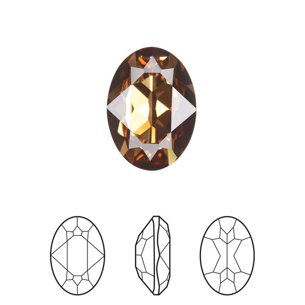 Fancy stone 1pkg1 light smoked topaz foil back, Crystal Passions® Regenerated 18x13mm oval 4120 image number 0