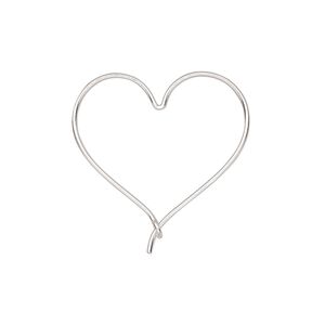 Ear wire, Create Compliments®, sterling silver, 26.5x24mm open heart hoop, 21 gauge. Sold per pair.