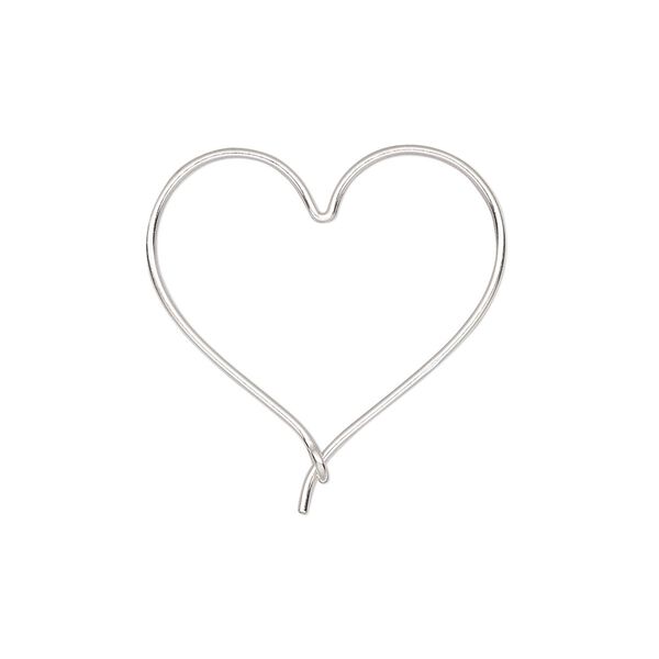 Ear wire, Create Compliments®, sterling silver, 26.5x24mm open heart hoop, 21 gauge. Sold per pair. image number 0